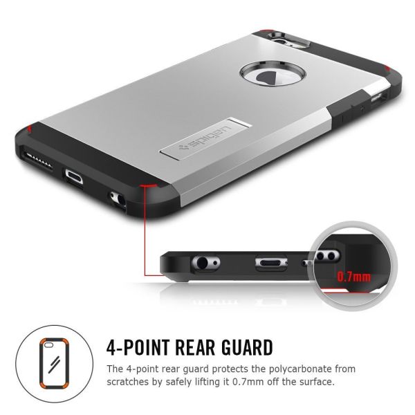 Spigen iPhone 6s Plus/6 Plus ile Uyumlu Kılıf Tough Armor Satin Silver