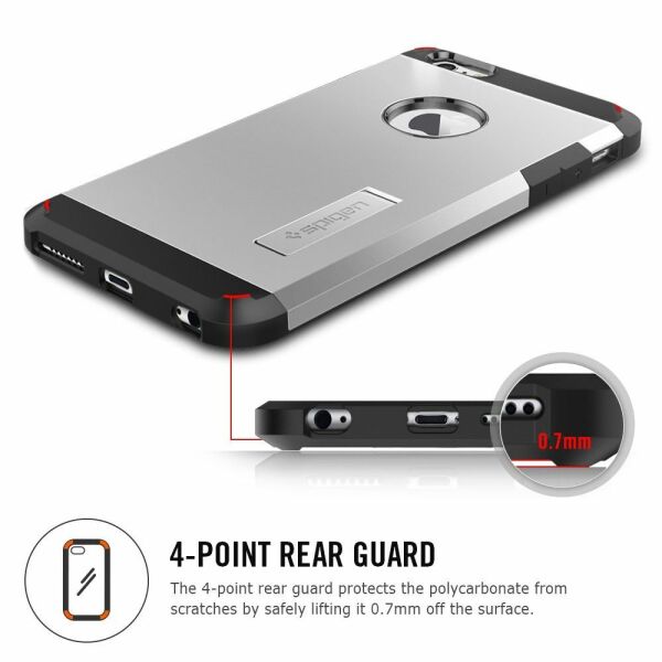 Spigen iPhone 6s Plus/6 Plus ile Uyumlu Kılıf Tough Armor Satin Silver