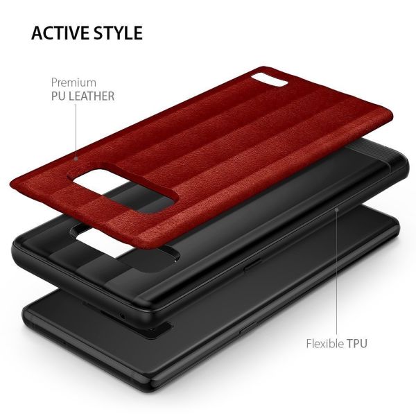 Ringke FlexS Galaxy Note 8 ile Uyumlu KIlıf Blaze Red Premium PU Deri&TPU Kombini Tam Koruma