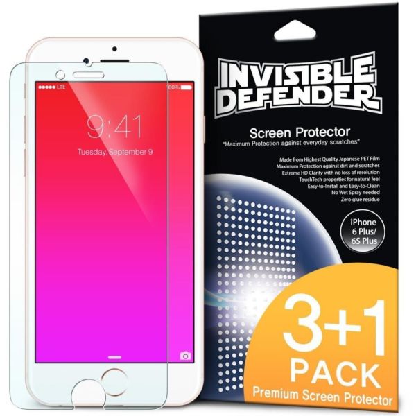 Ringke ID iPhone 6s Plus/ 6 Plus ile Uyumlu Invisible Defender Ekran Koruyucu 3+1