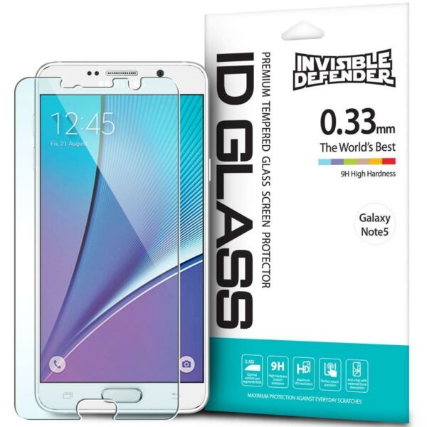 Ringke IDGL Galaxy Note 5 ile Uyumlu Glass Ekran Koruyucu 0.33 mm