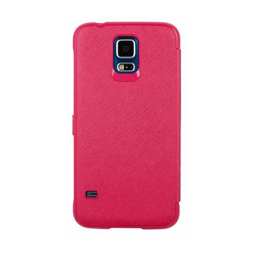 Anymode G900 Galaxy S5 ile Uyumlu View Flip Cover Kılıf Koyu Pembe
