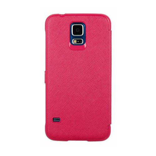 Anymode G900 Galaxy S5 ile Uyumlu View Flip Cover Kılıf Koyu Pembe