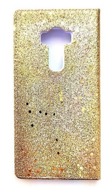 Jopus Zenfone 3 ile Uyumlu 5.5 Simli Kapaklı Kılıf Gold KK-148