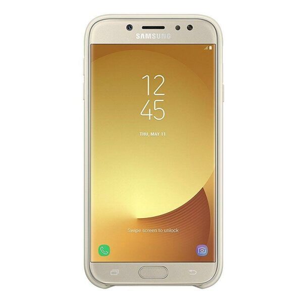 Galaxy J7 Pro 2017 ile Uyumlu Dual Layer Sert Kılıf Gold (Out)