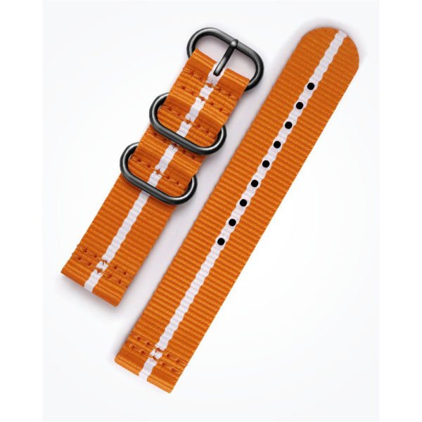 Strap Studio Galaxy Watch 42 mm ve Gear Sport ile Uyumlu Premium Nato Kayış Turuncu/Beyaz