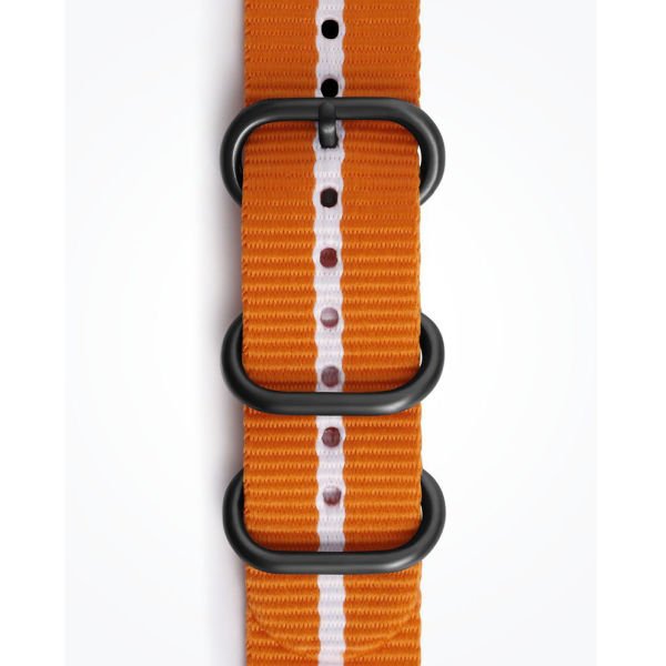 Strap Studio Galaxy Watch 42 mm ve Gear Sport ile Uyumlu Premium Nato Kayış Turuncu/Beyaz