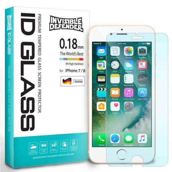 Ringke IDGL iPhone 7/8 ile Uyumlu Glass Ekran Koruyucu 0.18 mm