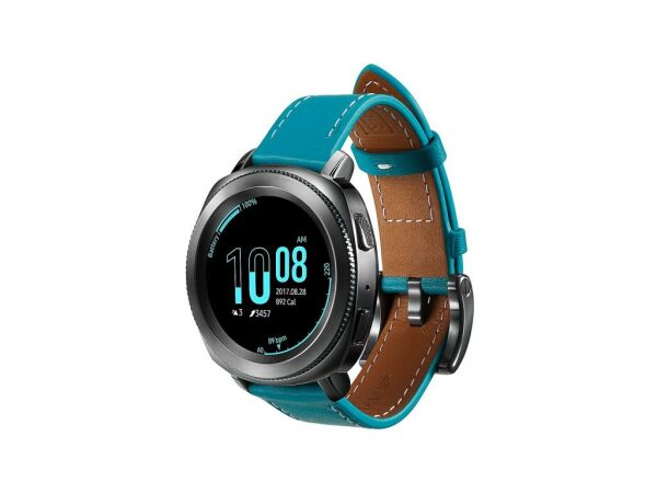 Galaxy Watch 42 mm ve Gear Sport ile Uyumlu Classic Deri Kayış Mavi