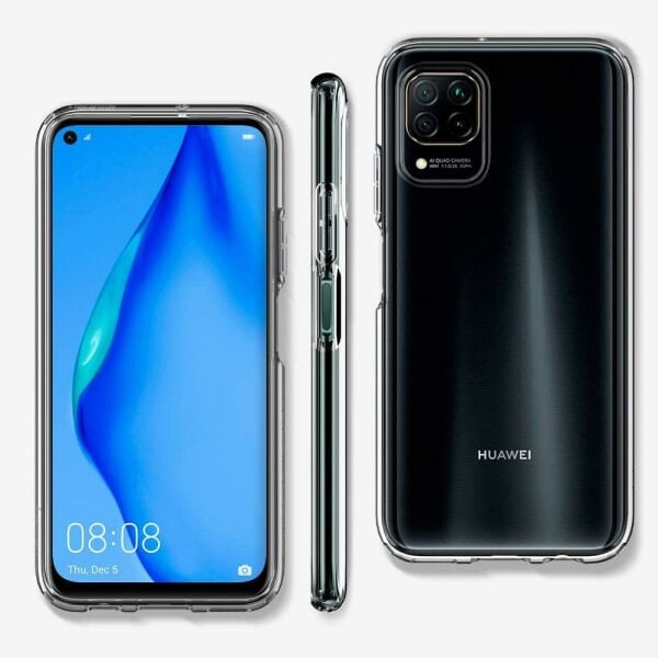 Spigen P40 Lite ile Uyumlu Kılıf Liquid Crystal 4 Tarafı Tam Koruma Crystal Clear