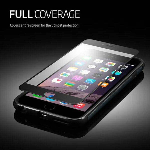 Spigen iPhone 6 Plus/6s Plus ile Uyumlu Cam Ekran Koruyucu Tam Kaplayan Koruma Black