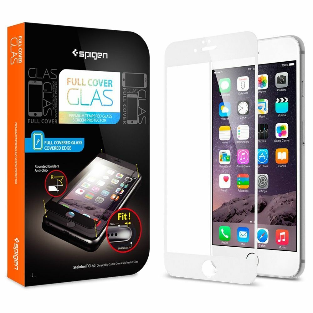 Spigen iPhone 6/6s ile Uyumlu Cam Ekran Koruyucu Full Kaplayan Koruma White