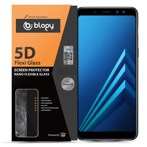 Blogy Galaxy A8 ile Uyumlu Flexi 5D Ekran Koruyucu