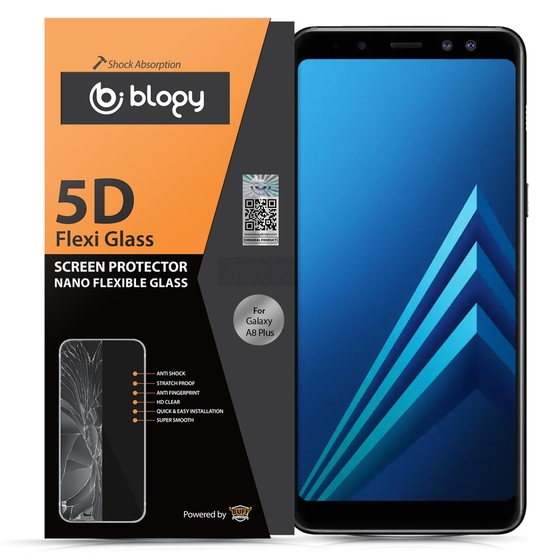 Blogy Galaxy A8 Plus ile Uyumlu Flexi 5D Ekran Koruyucu