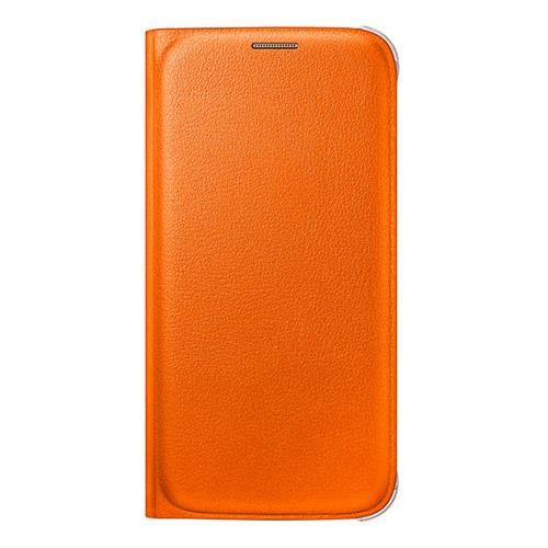 Galaxy S6 ile Uyumlu Flip Wallet (Deri Görünümlü) Turuncu EF-WG920POEGWW