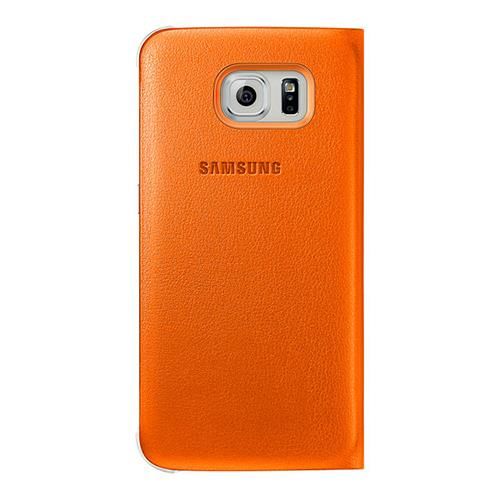 Galaxy S6 ile Uyumlu Flip Wallet (Deri Görünümlü) Turuncu EF-WG920POEGWW