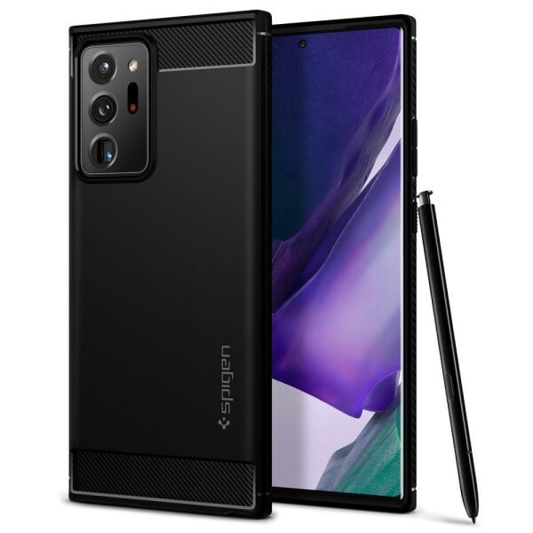 Spigen Galaxy Note 20 Ultra ile Uyumlu Kılıf Rugged Armor Black