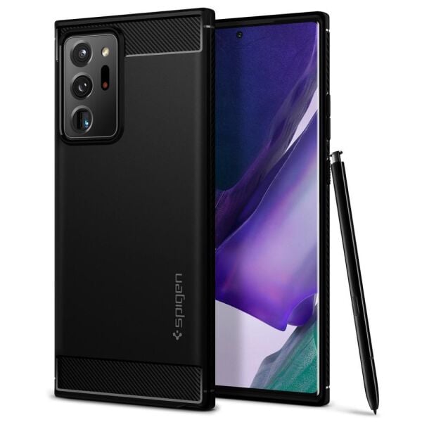 Spigen Galaxy Note 20 Ultra ile Uyumlu Kılıf Rugged Armor Black