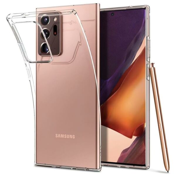 Spigen Galaxy Note 20 Ultra ile Uyumlu Kılıf Liquid Crystal 4 Tarafı Tam Koruma Crystal Clear