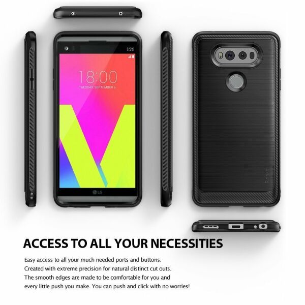 Ringke Onyx V20 ile Uyumlu Kılıf Black Ultra Extra Darbe Dağıtıcı Tam Koruma