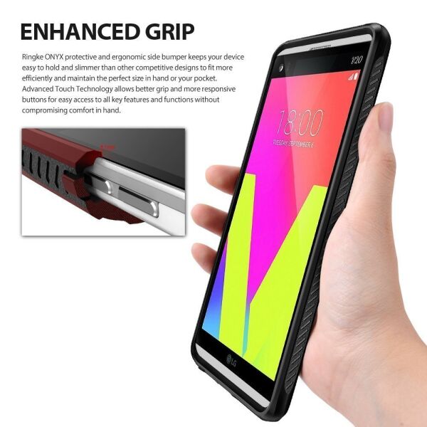 Ringke Onyx V20 ile Uyumlu Kılıf Black Ultra Extra Darbe Dağıtıcı Tam Koruma