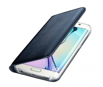Galaxy S6 Edge ile Uyumlu Flip Wallet (Deri Görünümlü) Siyah EF-WG925PB (Out)