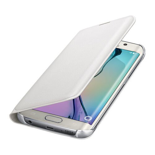 Galaxy S6 Edge ile Uyumlu Flip Wallet ((Deri Görünümlü) Beyaz EF-WG925PWEGWW (Out)