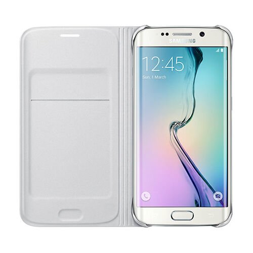 Galaxy S6 Edge ile Uyumlu Flip Wallet ((Deri Görünümlü) Beyaz EF-WG925PWEGWW (Out)
