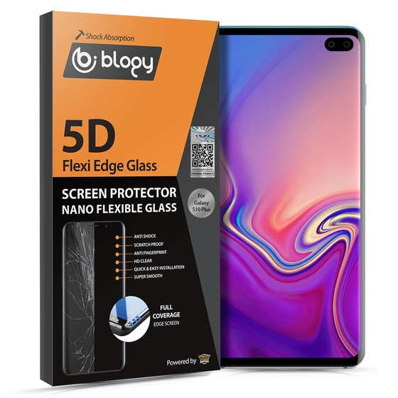Blogy Galaxy S10 Plus ile Uyumlu Flexi Edge 5D Ekran Koruyucu