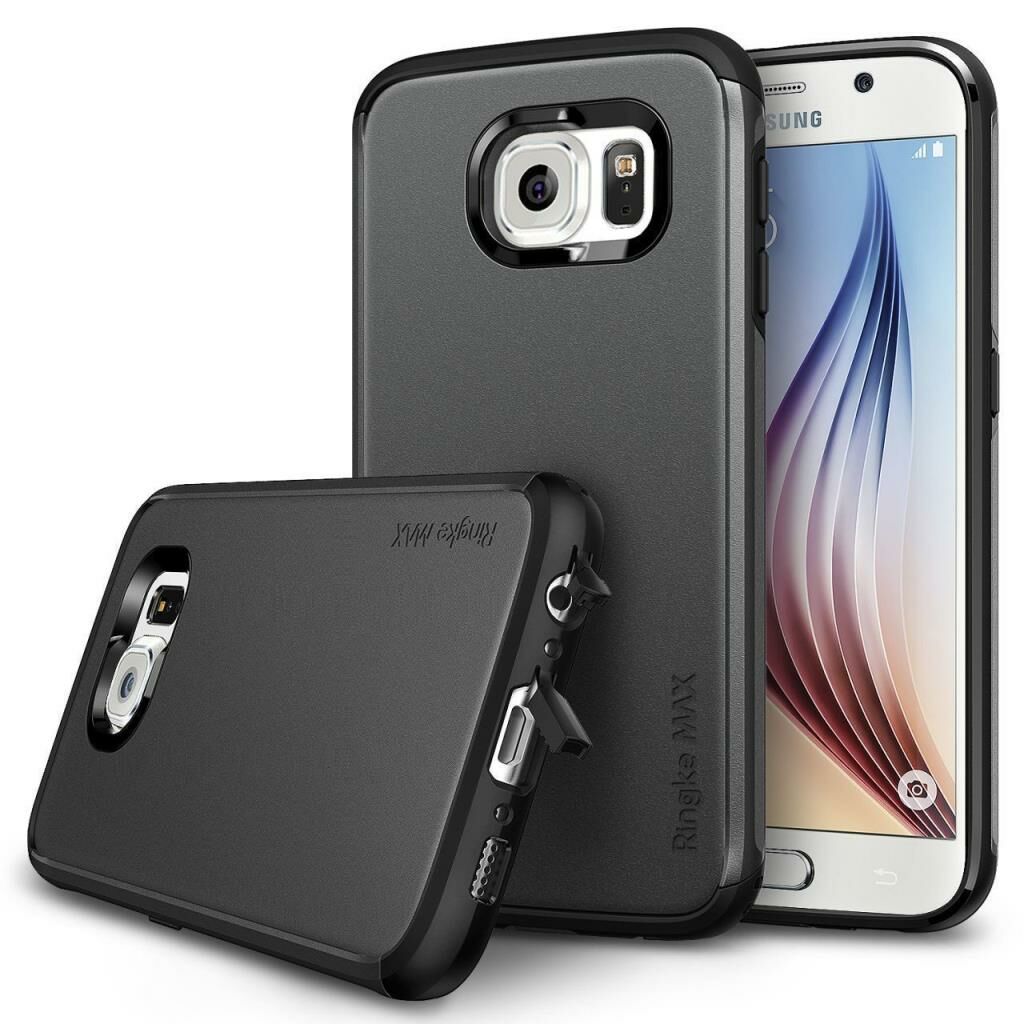 Ringke Max Galaxy S6 ile Uyumlu Kılıf Gun Metal Tam Koruma Isı Dağılımlı Şok Emici Teknoloji