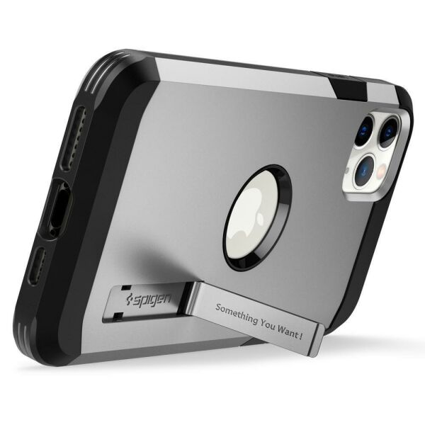 Spigen iPhone 11 Pro ile Uyumlu Kılıf Tough Armor XP Satin Silver