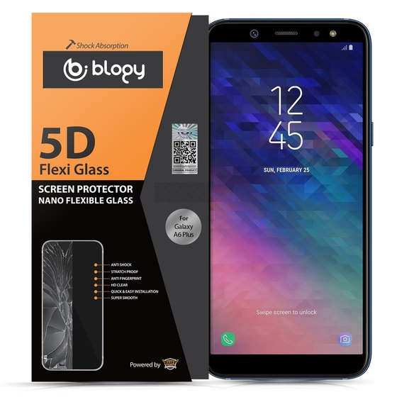 Blogy Galaxy A6 Plus ile Uyumlu Flexi 5D Ekran Koruyucu