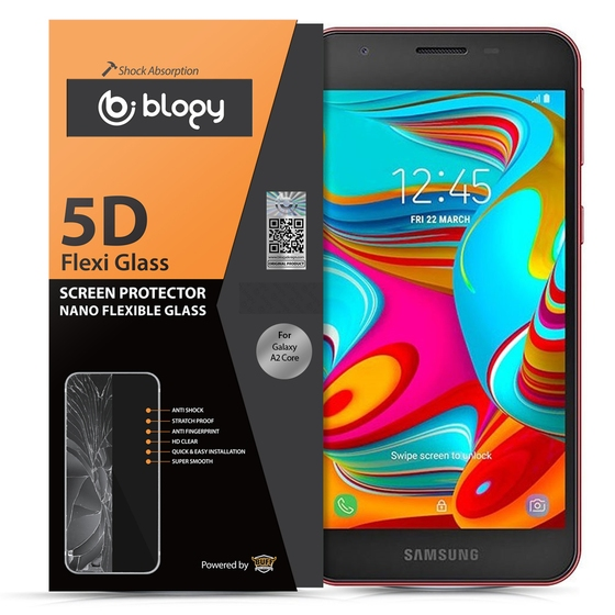 Blogy Galaxy A2 Core ile Uyumlu Flexi 5D Ekran Koruyucu