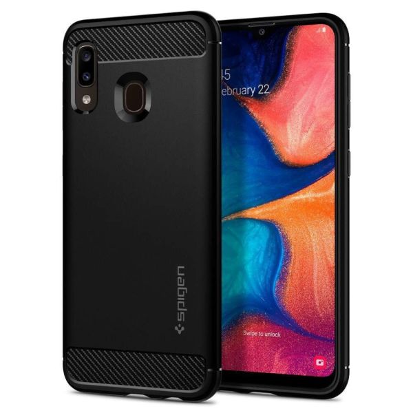 Spigen Galaxy A20 ile Uyumlu Kılıf Rugged Armor Matte Black