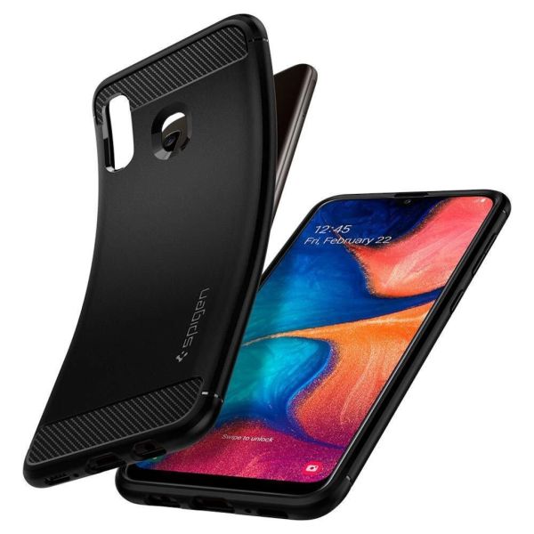 Spigen Galaxy A20 ile Uyumlu Kılıf Rugged Armor Matte Black