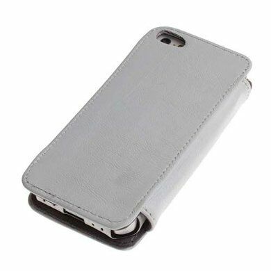 iPhone 5S/5 ile Uyumlu Kaliteli Yan Model Deri Kılıf Beyaz