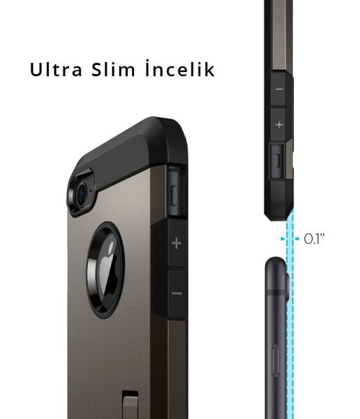 Spigen iPhone 7/8 ile Uyumlu Kılıf Tough Armor 2 Gunmetal