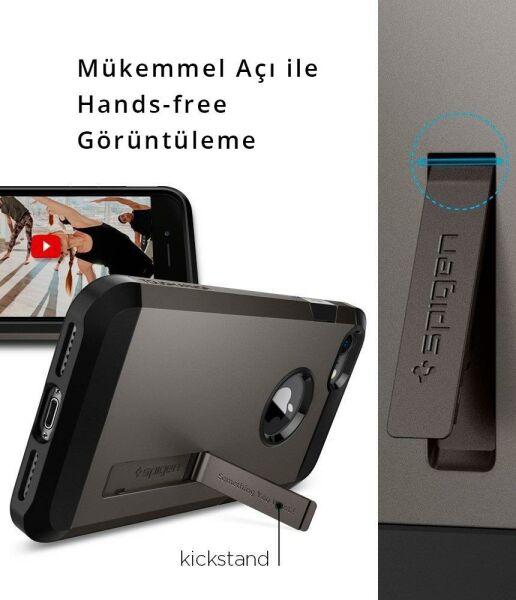 Spigen iPhone 7/8 ile Uyumlu Kılıf Tough Armor 2 Gunmetal