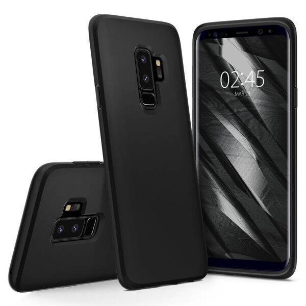 Spigen Galaxy S9 Plus ile Uyumlu Kılıf Liquid Crystal 4 Tarafı Koruma Matte Black