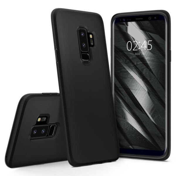 Spigen Galaxy S9 Plus ile Uyumlu Kılıf Liquid Crystal 4 Tarafı Koruma Matte Black