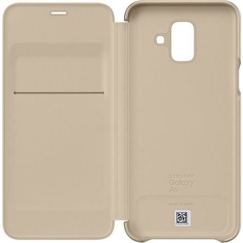 Galaxy A6 2018 ile Uyumlu Wallet Cover Kılıf Gold EF-WA600CFEGWW