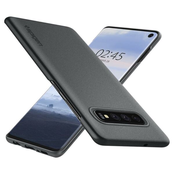 Spigen Galaxy S10 Plus ile Uyumlu Kılıf Thin Fit Graphite Gray