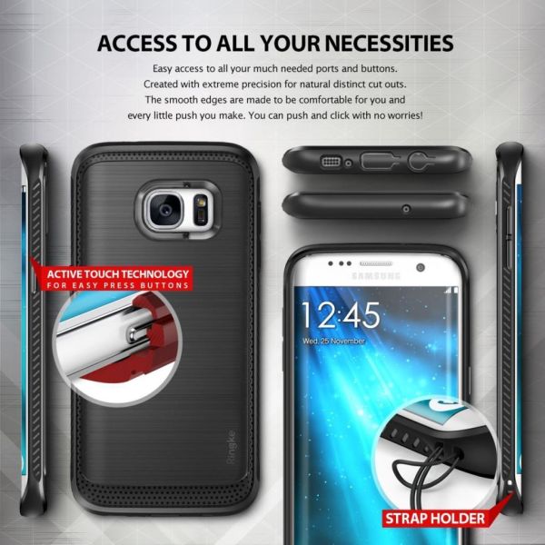 Ringke Onyx Galaxy S7 Edge ile Uyumlu Kılıf Black Ultra Extra Darbe Dağıtıcı Tam Koruma