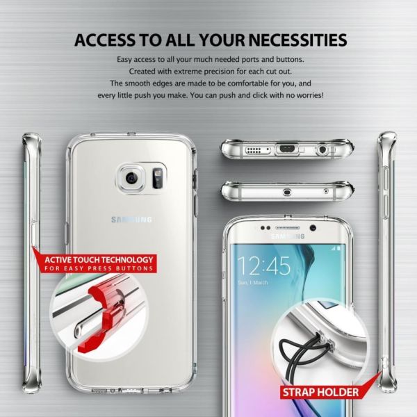 Ringke Fusion Galaxy S6 Edge ile Uyumlu Kılıf Clear TPU Bumper Extra Darbe Emici