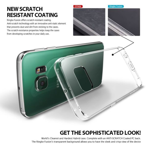 Ringke Fusion Galaxy S6 Edge ile Uyumlu Kılıf Clear TPU Bumper Extra Darbe Emici