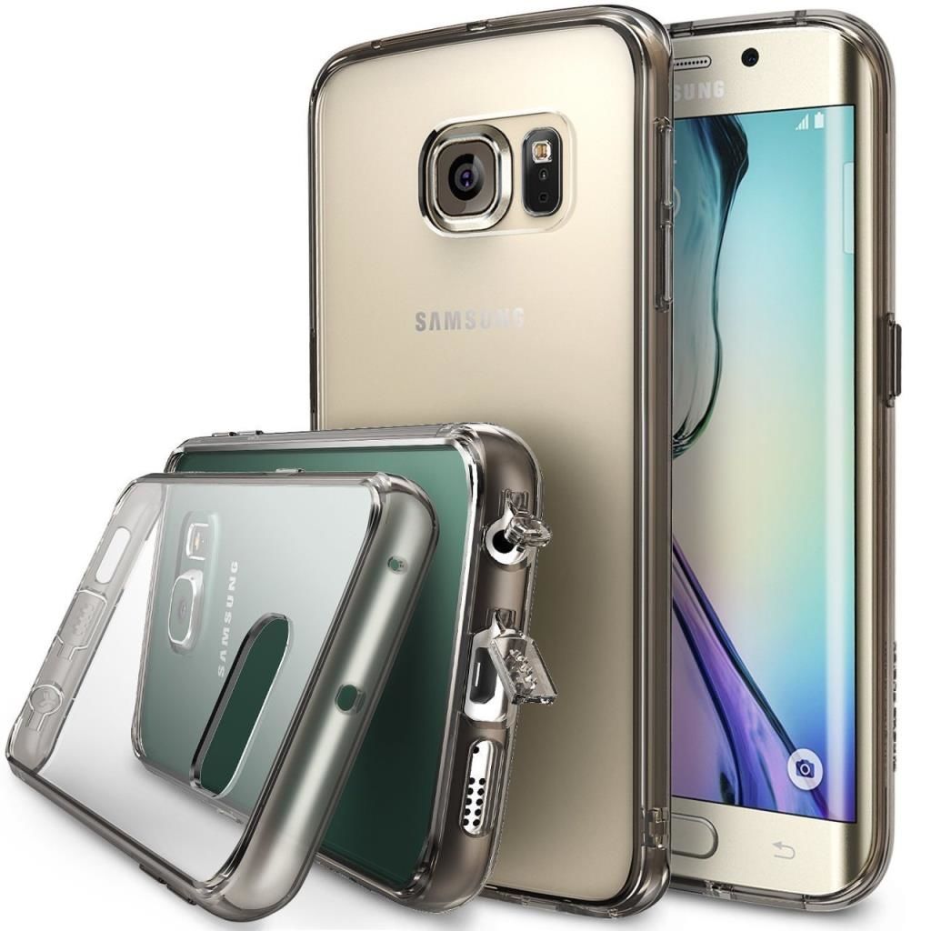 Ringke Fusion Galaxy S6 Edge ile Uyumlu Kılıf Smoke Black TPU Bumper Extra Darbe Emici