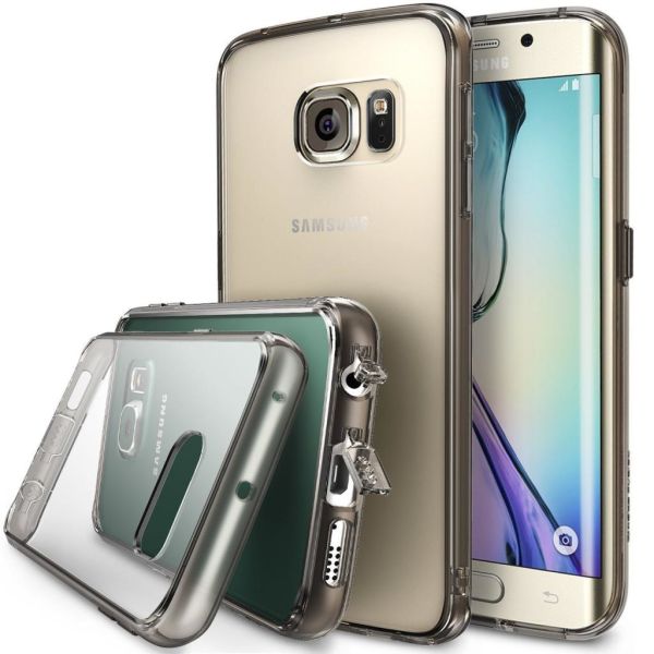 Ringke Fusion Galaxy S6 Edge ile Uyumlu Kılıf Smoke Black TPU Bumper Extra Darbe Emici