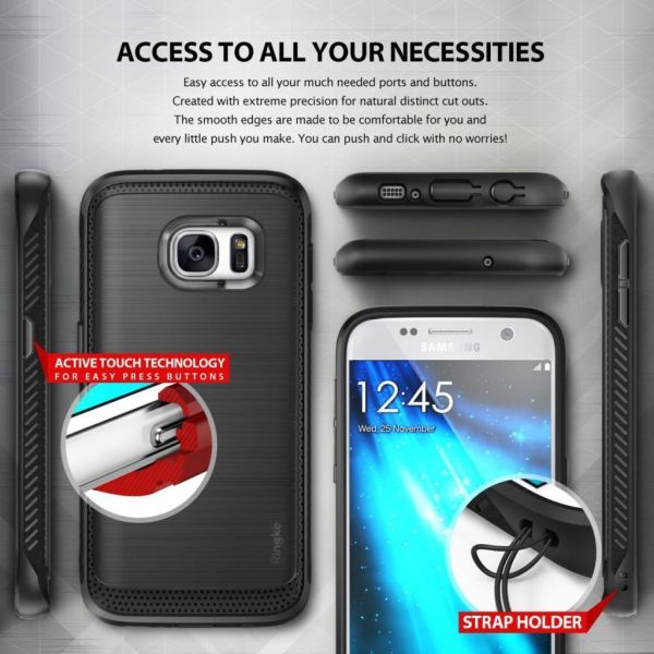 Ringke Onyx Galaxy S7 ile Uyumlu Kılıf Mist Gray Ultra Extra Darbe Dağıtıcı Tam Koruma