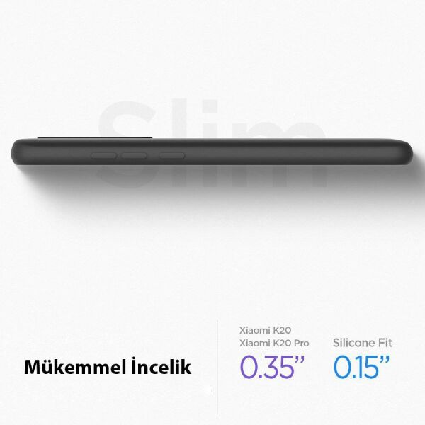 Spigen Mi 9T ile Uyumlu Kılıf Silikon Fit Charcoal