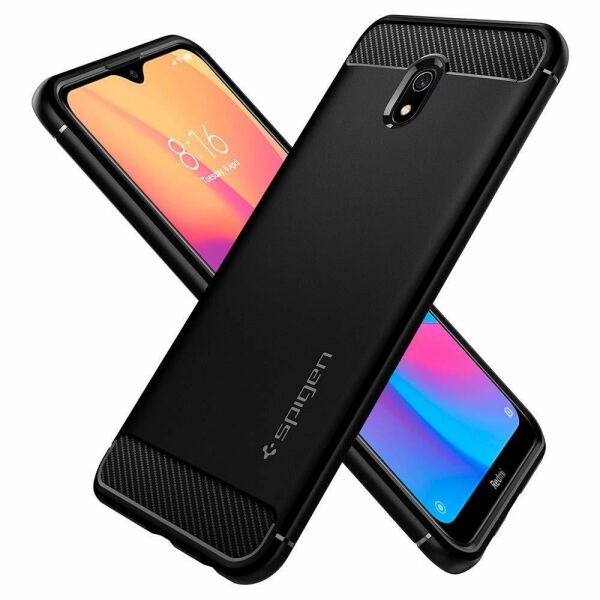 Spigen Redmi 8A ile Uyumlu Kılıf Rugged Armor Matte Black